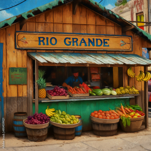 Food Stand Text El Yunque, Rain Forest RIO GRANDE, PUERTO RICO oil paint photo