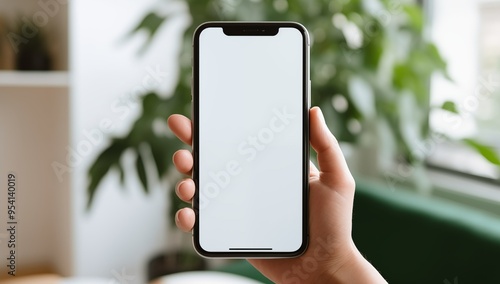 A close-up of a hand gripping an Phone mockup, highlighting the phone's modern aesthetics and user-friendly interface. 