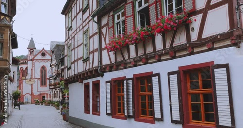 Old Houses In The Tourist Town Of Bacharach, German Architecture