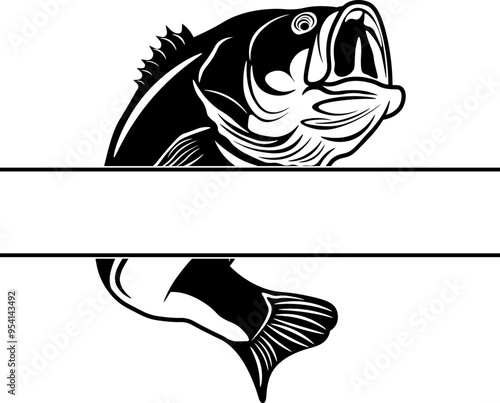 Split Monogram Fishing Logo Of Bass