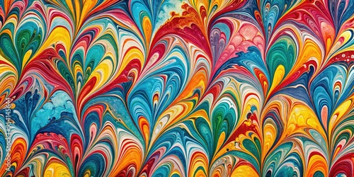 vibrant playful colorful Turkish marbled paper abstract geometric patterns bold bright hues modern graphic trendy fashion accessory design inspiration