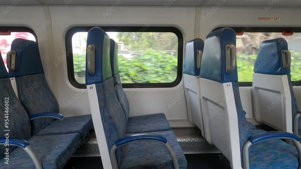 Inside View Of Empty Train In Motion Inside View Of Empty Train In Motion
