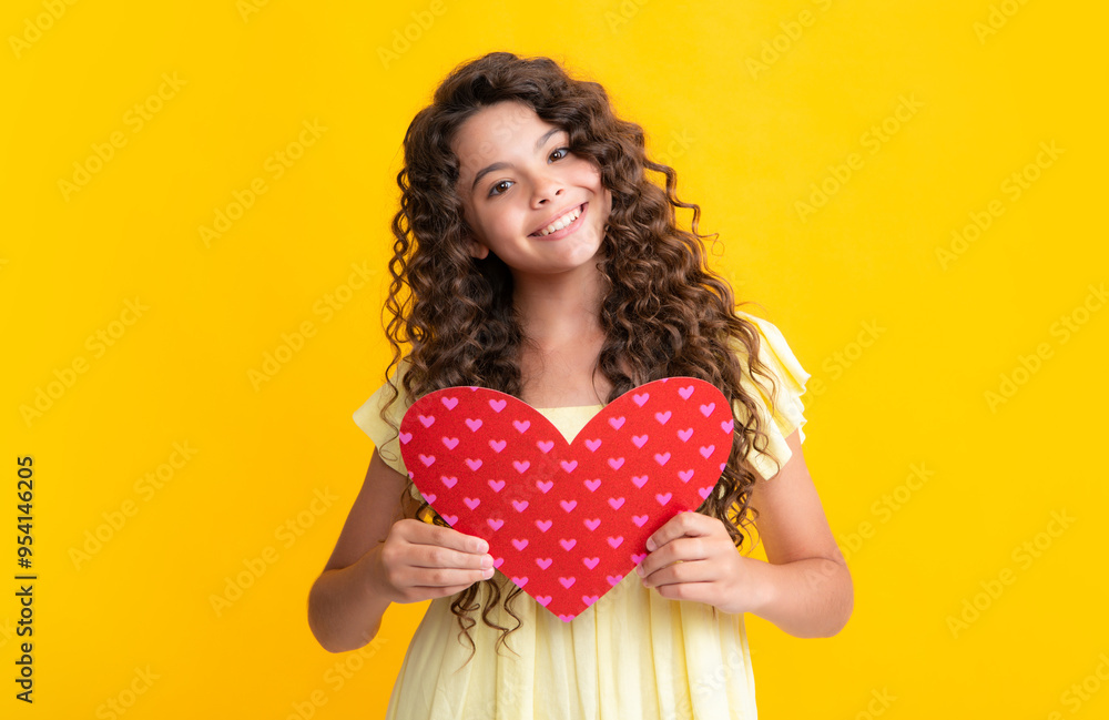 Happy teenager portrait. Lovely child girl 12, 13, 14 years old with shape heart love holiday and valentine symbol. Valentine or birthday day. Smiling girl. Happy teenager portrait. Lovely child girl 12, 13, 14 years old with shape heart love holiday and valentine symbol. Valentine or birthday day. Smiling girl.