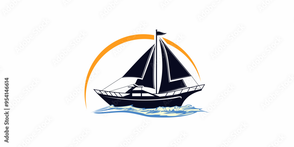 Fototapeta premium yacht logo abstract vector te...