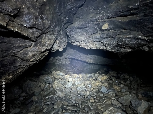 Karst cave Babja jama or Babja jama Old Believer sanctuary (Gorenji Log, Slovenia) - Ursprüngliche Höhle von Babja Jama oder Heiligtum der Altgläubigen von Babja Jama (Slowenien) photo