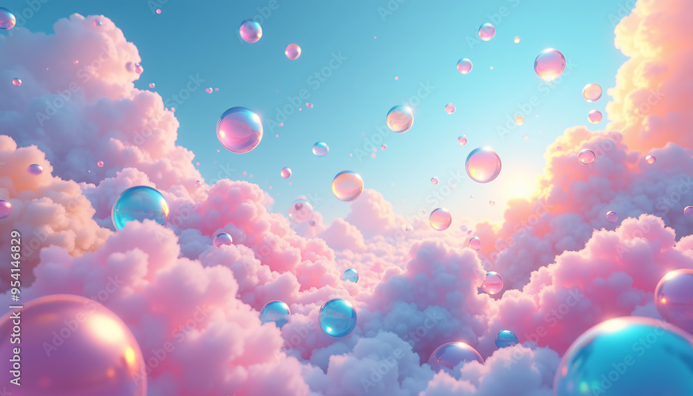 Colorful floating bubbles in a dreamy sky creating a whimsical and playful wallpaper for a sense of wonder. Colorful floating bubbles in a dreamy sky creating a whimsical and playful wallpaper for a sense of wonder.