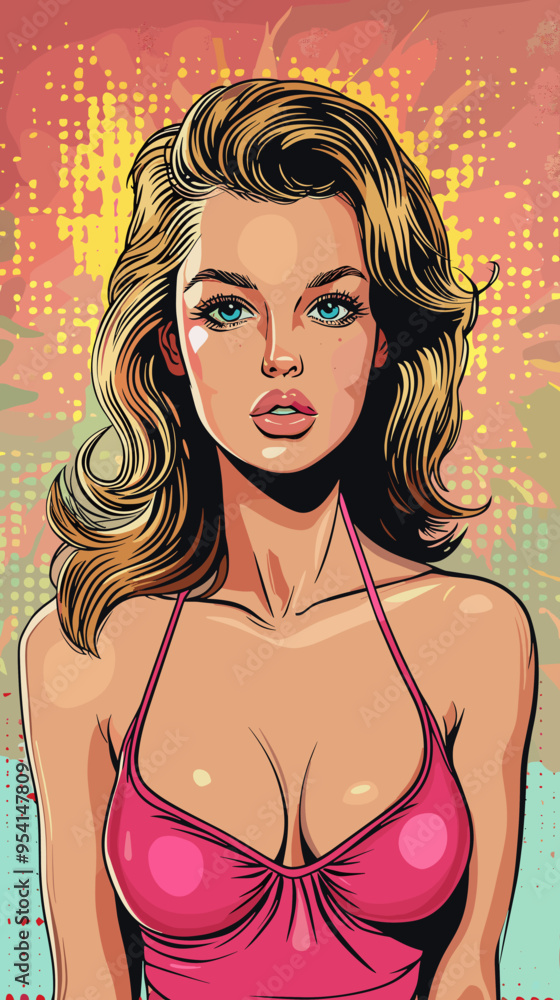 Beautiful pin-up girl in retro style. Vector illustration Beautiful pin-up girl in retro style. Vector illustration