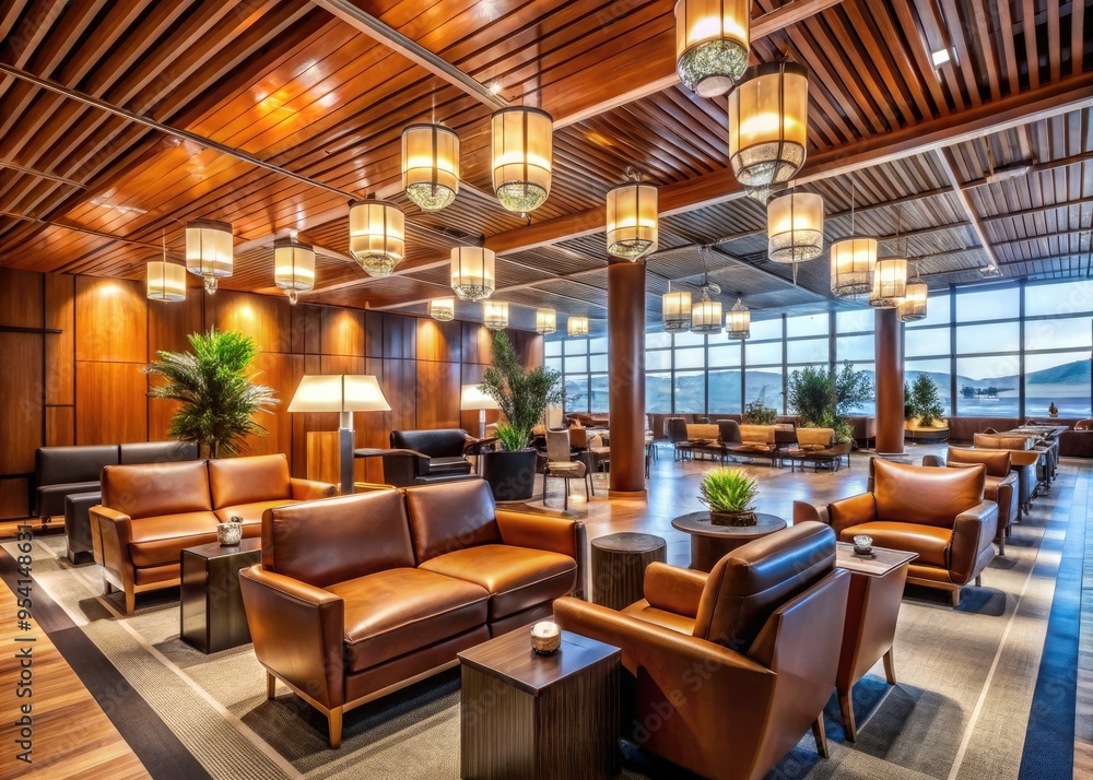 Renaissance-inspired airport lounge with rich wooden accents Renaissance-inspired airport lounge with rich wooden accents