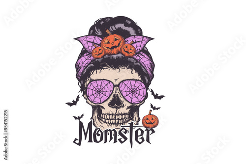 Momster Skeleton Halloween PNG Sublimation design photo