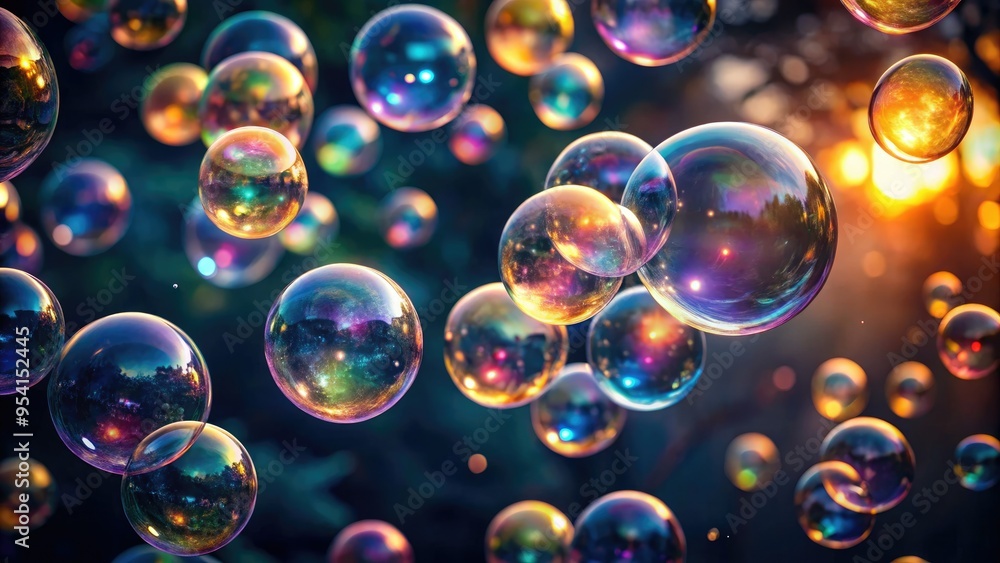 ethereal soap bubbles suspended in mid-air on a dark background with soft focus and gentle lighting to convey a sense of wonder and magic ethereal soap bubbles suspended in mid-air on a dark background with soft focus and gentle lighting to convey a sense of wonder and magic