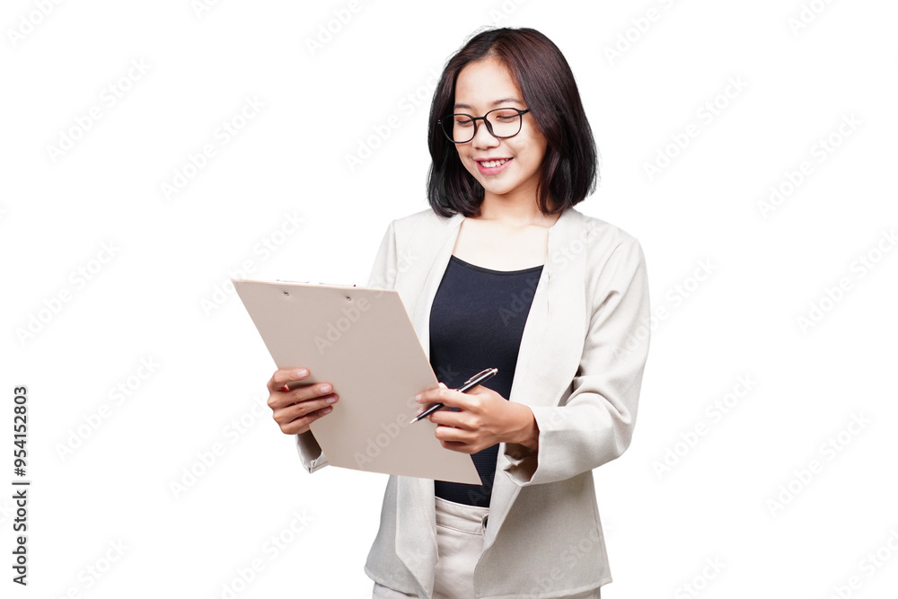 Asian Businesswoman with clipboard isolated transparent Asian Businesswoman with clipboard isolated transparent