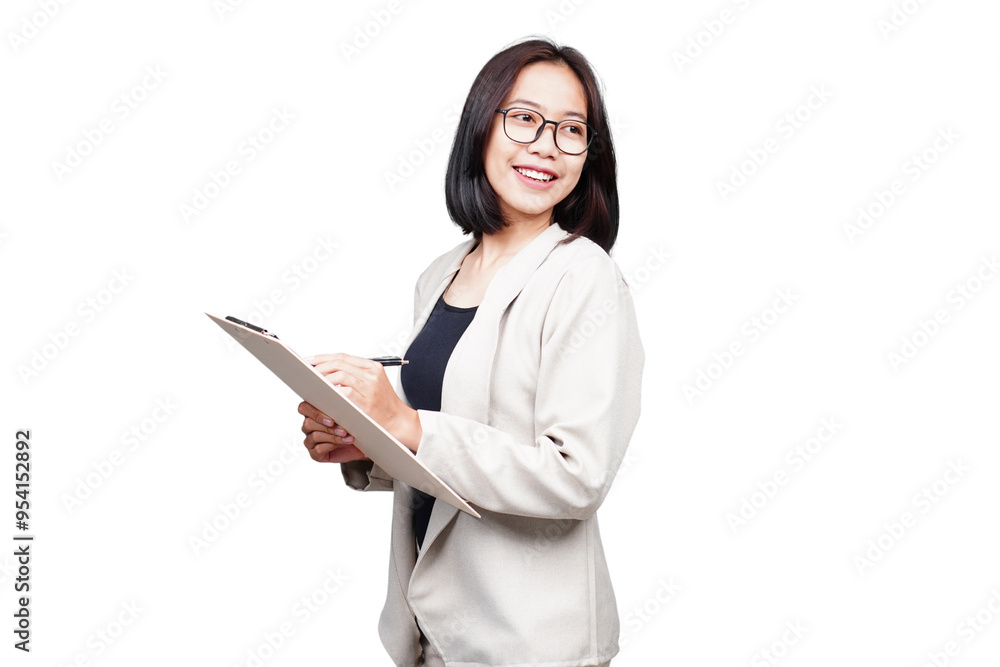 Asian Businesswoman with clipboard isolated transparent Asian Businesswoman with clipboard isolated transparent