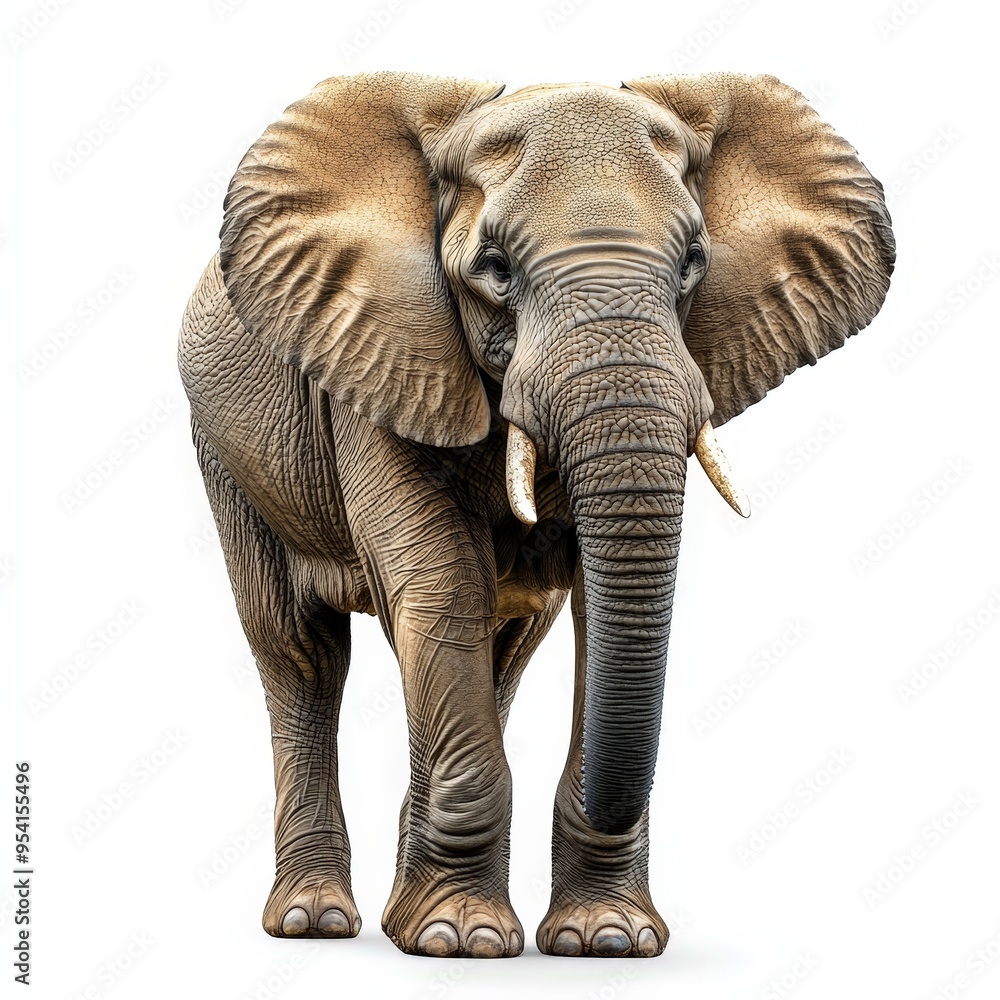 Fototapeta premium A large elephant standing on a white background