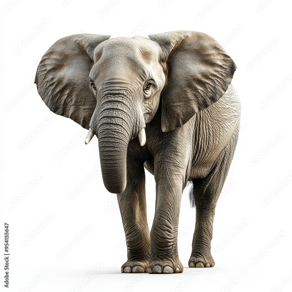 Obraz premium A large elephant is standing on a white background
