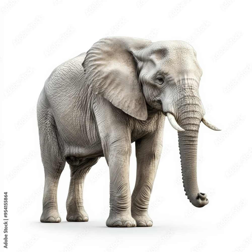 Obraz premium A white elephant standing on a white background