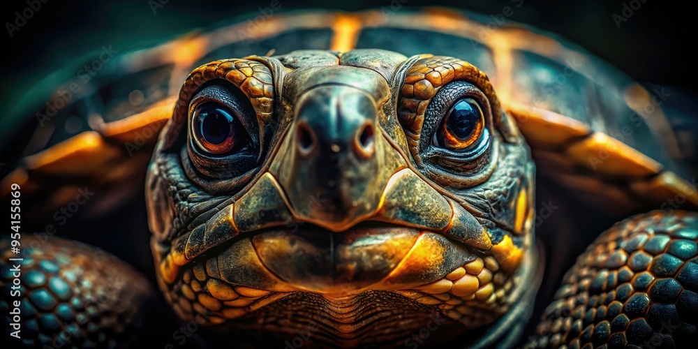 close-up portrait of turtle's ancient eyes, dramatic lighting, shallow focus, eerie atmosphere, dark muted colors, conveying wisdom and mystery close-up portrait of turtle's ancient eyes, dramatic lighting, shallow focus, eerie atmosphere, dark muted colors, conveying wisdom and mystery