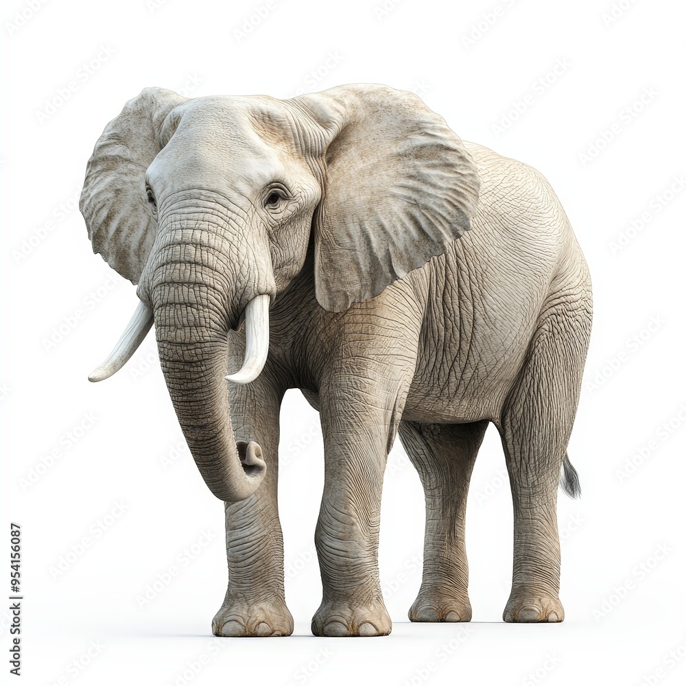 Obraz premium A large elephant stands alone on a white background