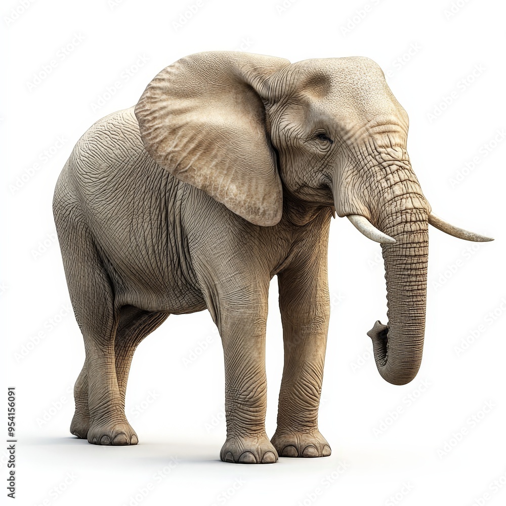 Obraz premium A large elephant standing on a white background