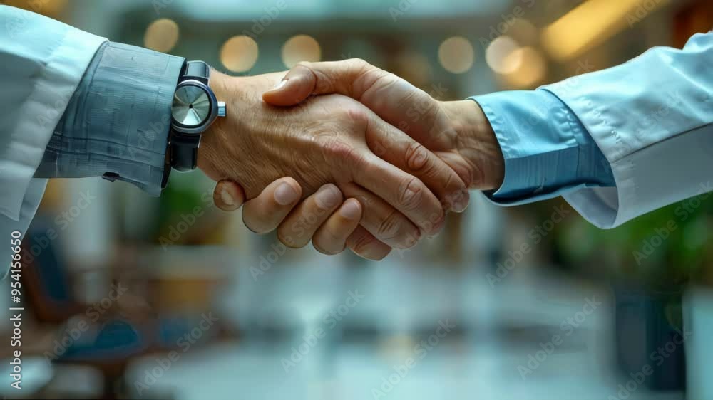 Doctor and patient shaking hands, closeup of hands. Medicine and healthcare concept Doctor and patient shaking hands, closeup of hands. Medicine and healthcare concept