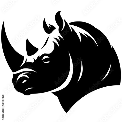 Rhino portrait silhouette