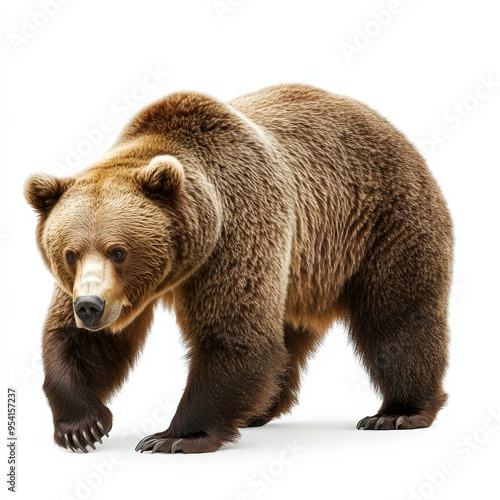 Wallpaper Mural A large brown bear is walking across a white background Torontodigital.ca