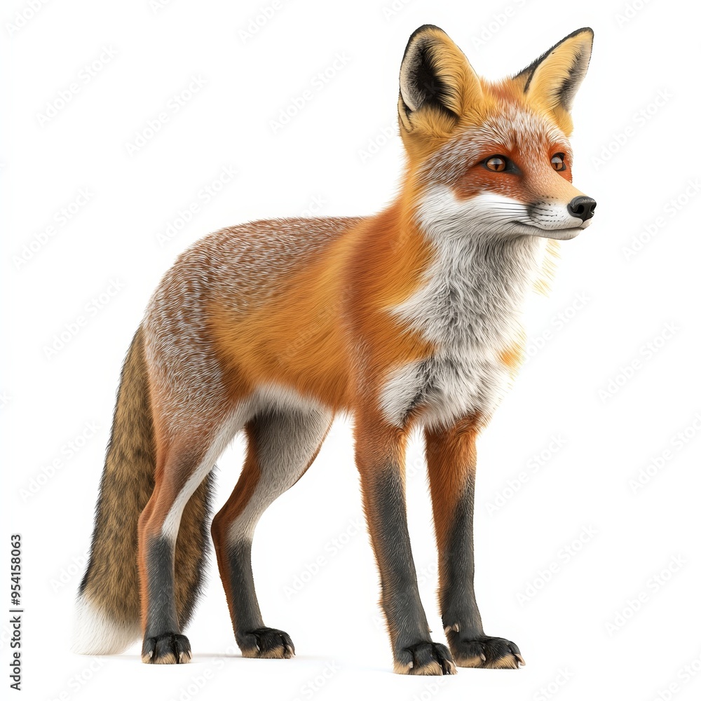 Fototapeta premium A fox stands on a white background