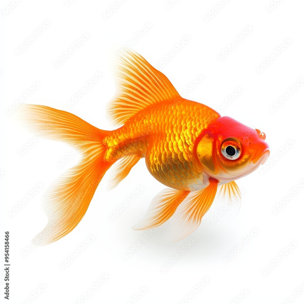 A gold and red fish swimming in a tank A gold and red fish swimming in a tank