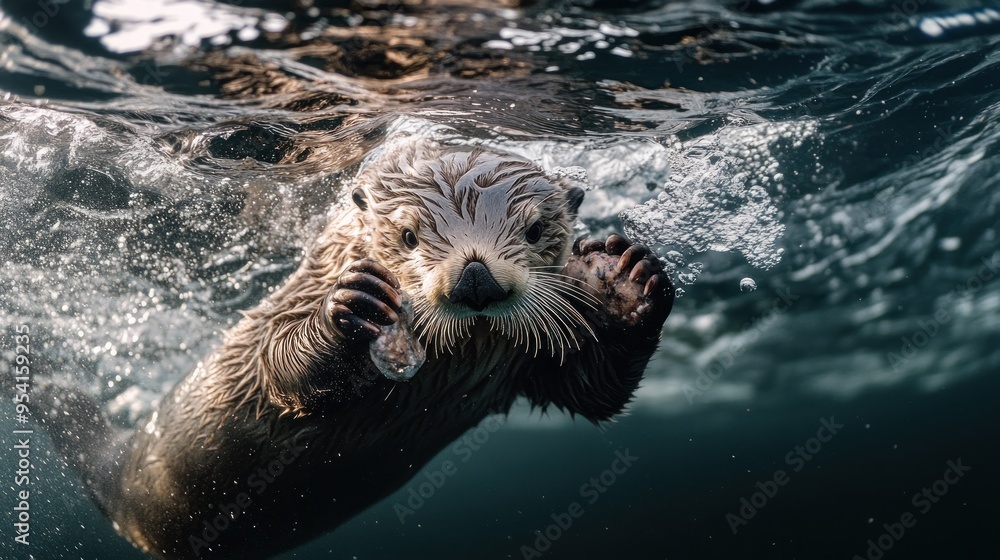 Obraz premium Sea Otter Underwater