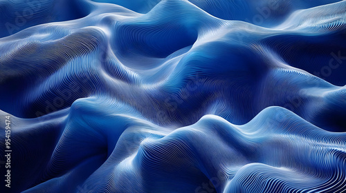 Abstract blue wavy surface ...