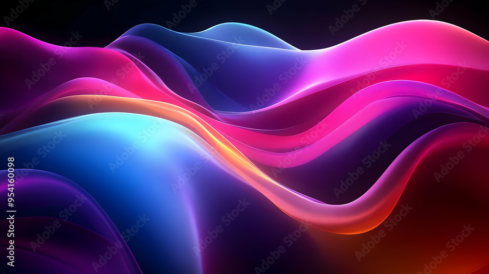 Abstract colorful glowing waves flowing in the dark. Abstract colorful glowing waves flowing in the dark.