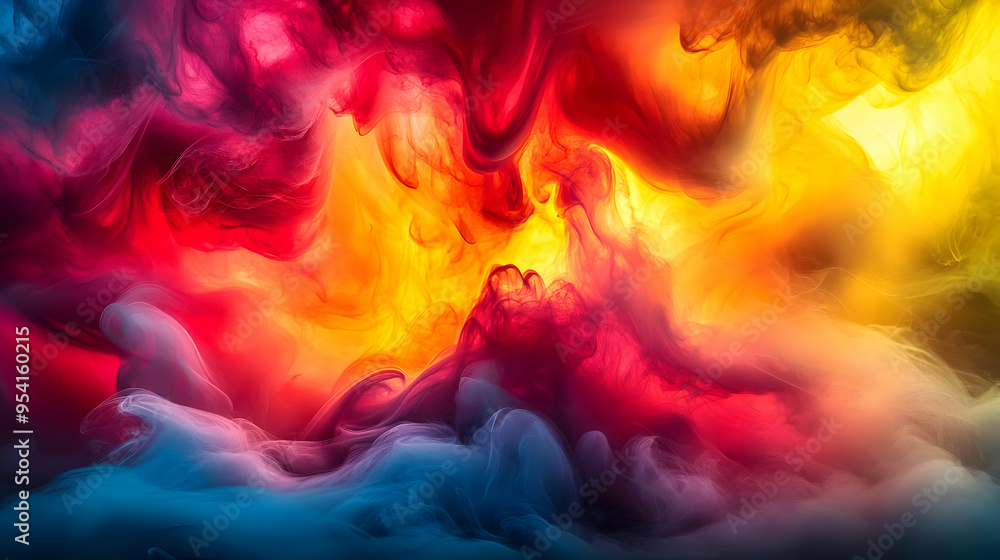Fototapeta premium Abstract colorful ink swirls in water.