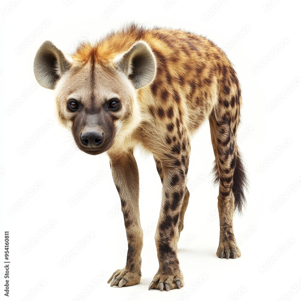 A hyena is standing on a white background A hyena is standing on a white background