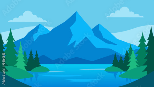 Serene Lake Surrounded by Pine Trees and Majestic Mountains A Tranquil Natural Escape