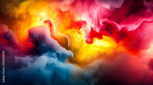 Abstract colorful smoke with vibrant colors. photo