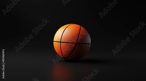 A Single Basketball Isolated on a Black Background