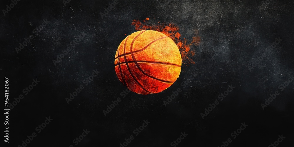 Fototapeta premium Abstract Watercolor Painting of a Basketball