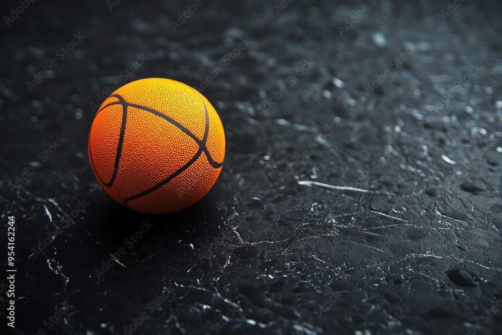 Orange Basketball on a Dark, Textured Surface Orange Basketball on a Dark, Textured Surface