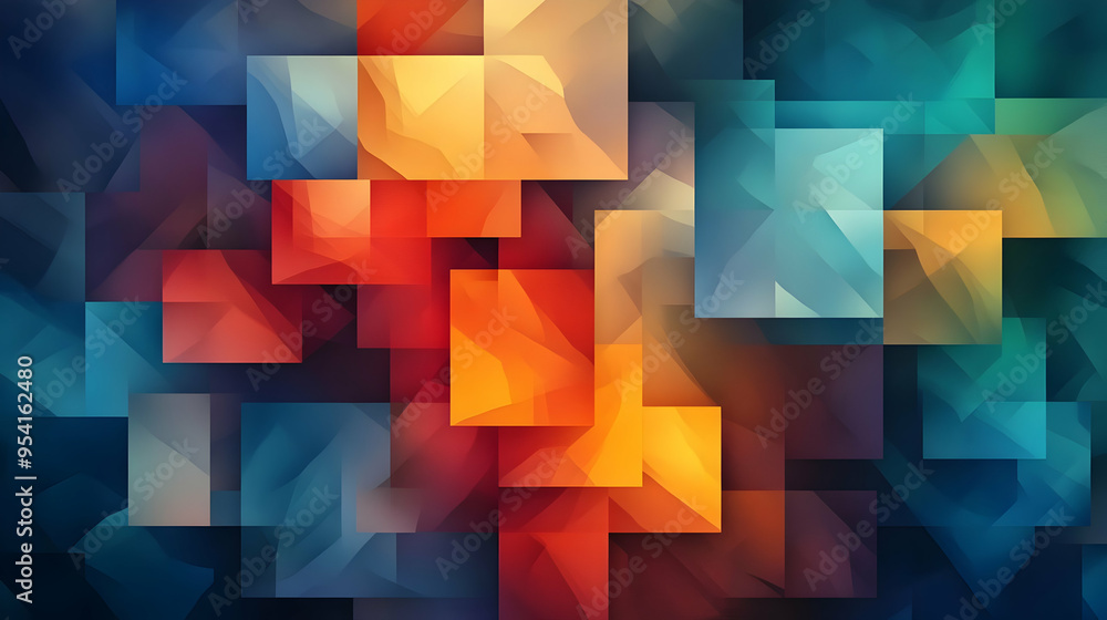 Abstract geometric background with colorful squares and triangles. Abstract geometric background with colorful squares and triangles.