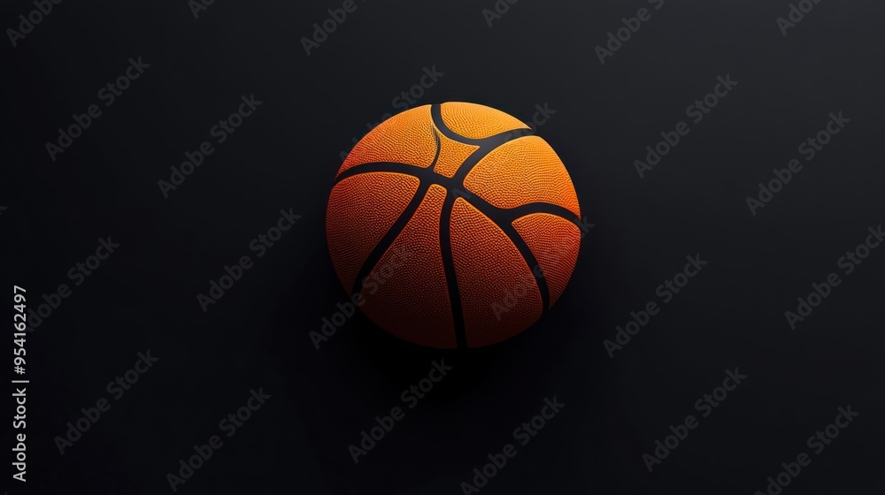 Close-up of an orange basketball with black lines against a dark background Close-up of an orange basketball with black lines against a dark background