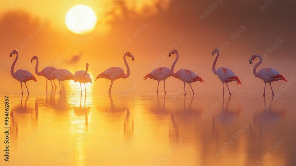 Flamingos at Sunrise Flamingos at Sunrise