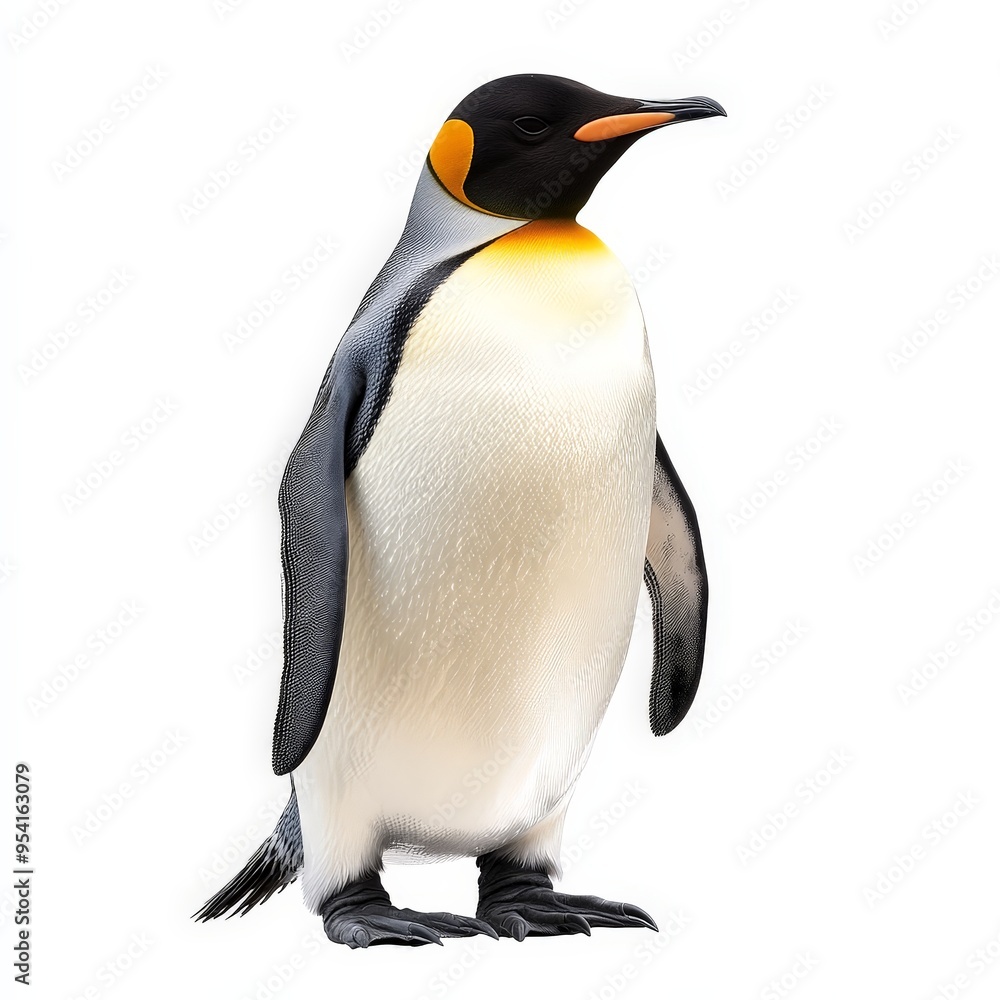 Fototapeta premium A penguin stands on a white background