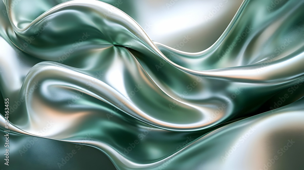 Abstract Green Satin Fabric Draped and Flowing. Abstract Green Satin Fabric Draped and Flowing.