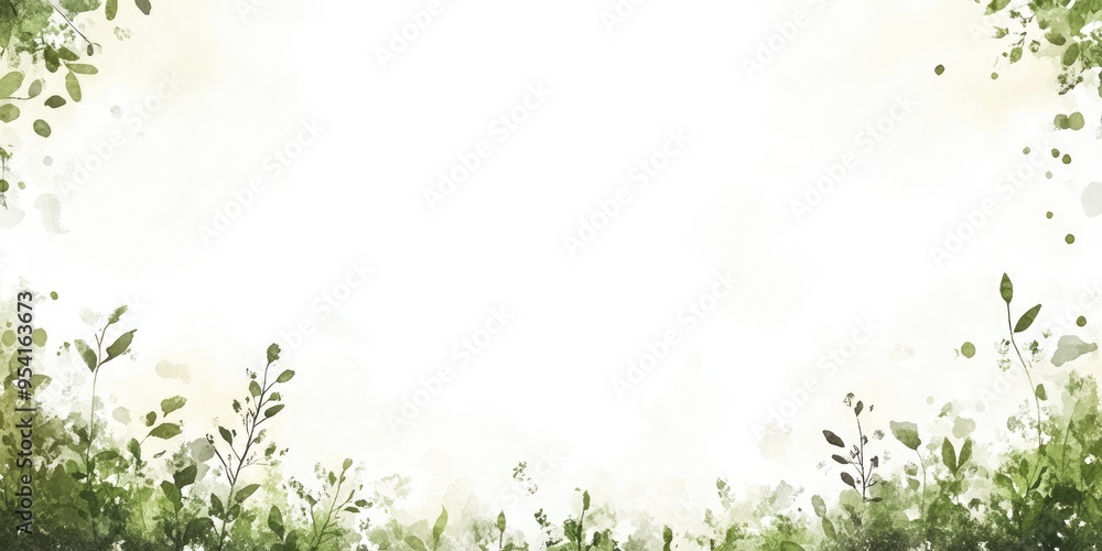 Obraz premium Embrace the essence of autumn with a high-resolution watercolor background in soft pastel sage and muted olive, capturing the tranquil beauty of the season's colors