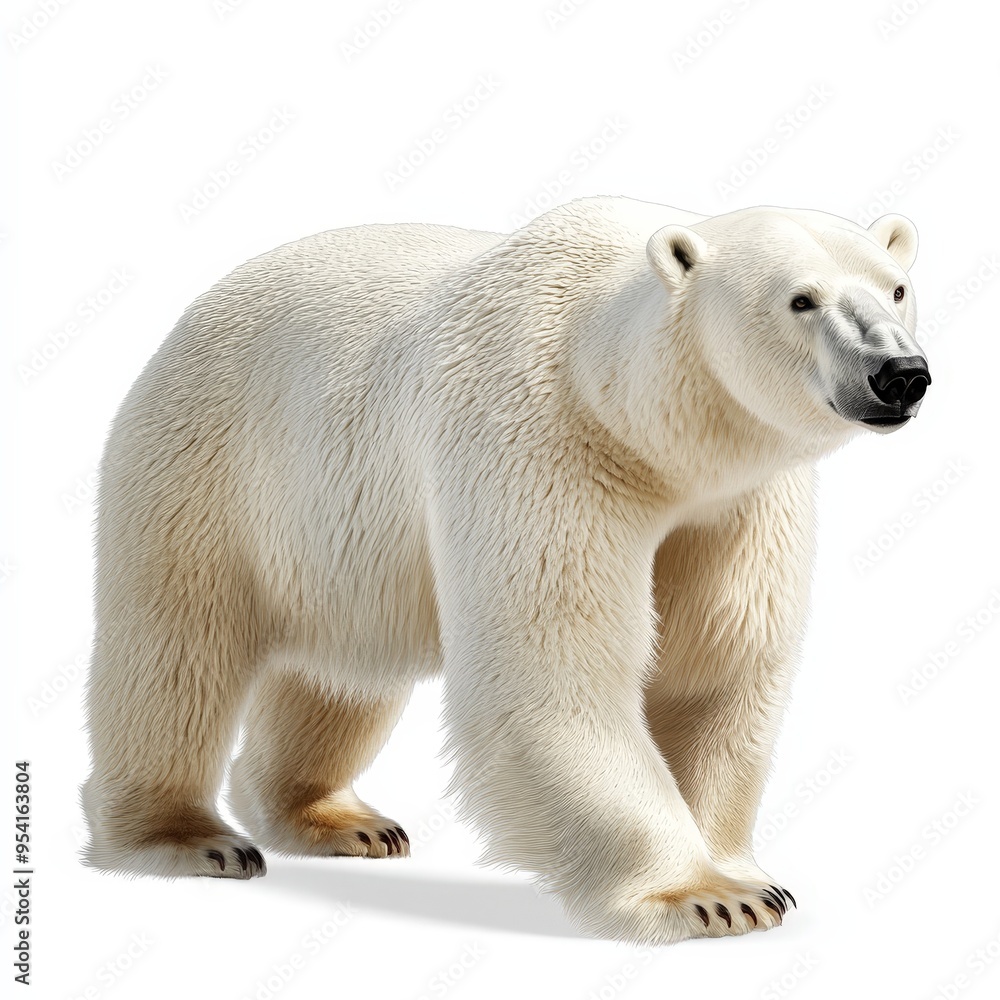 A polar bear is standing on a white background A polar bear is standing on a white background