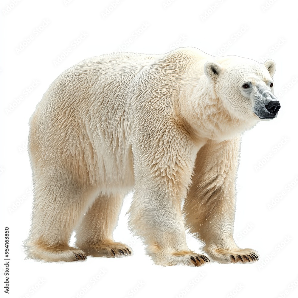 A polar bear stands on a white background A polar bear stands on a white background