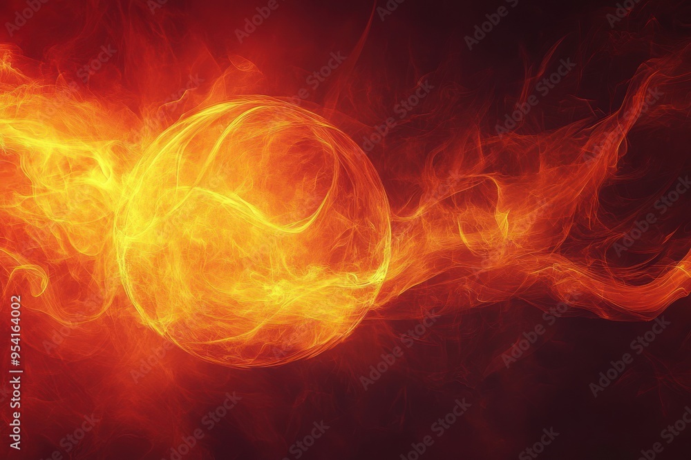 Abstract Burning Sphere in a Swirling Red and Orange Background Abstract Burning Sphere in a Swirling Red and Orange Background