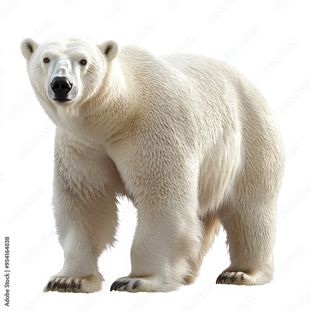 Fototapeta premium A polar bear standing on a white background