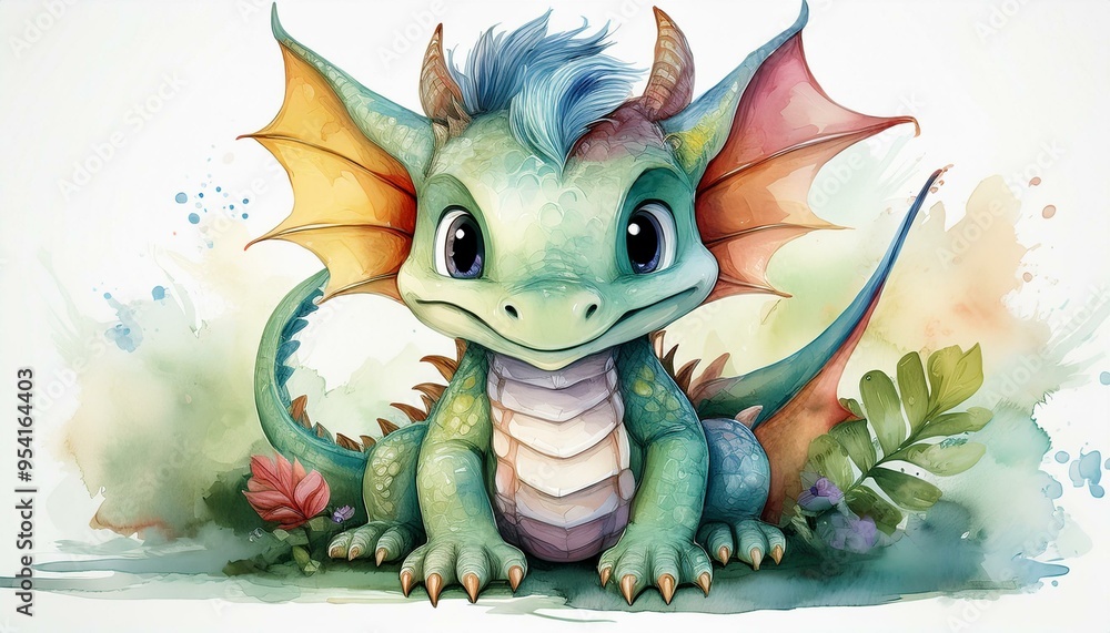 Cute dragon watercolor clipart. Cute dragon watercolor clipart.