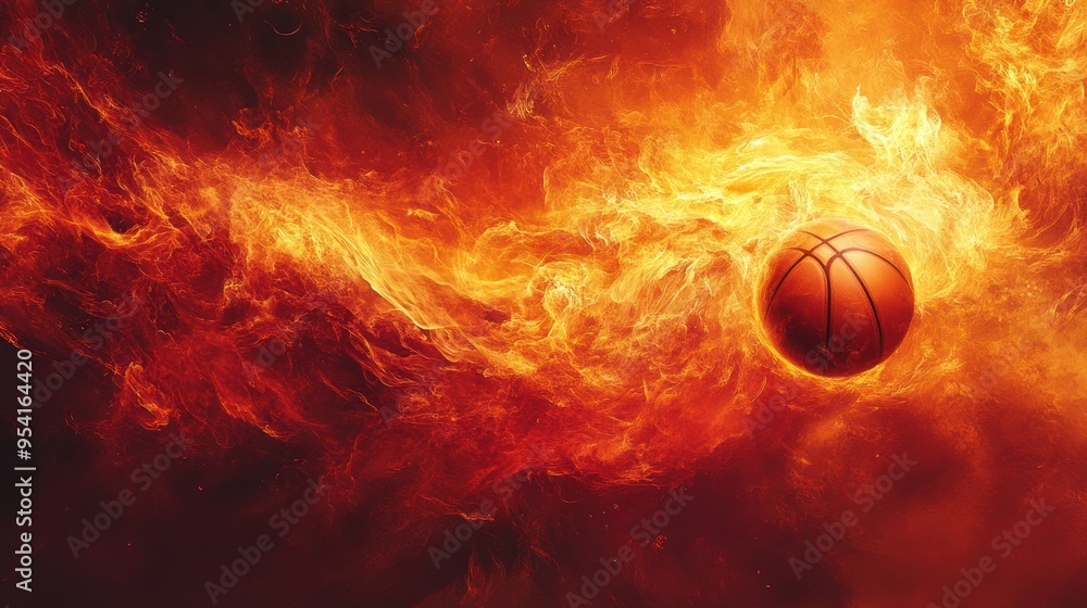 A Basketball Enveloped in Fiery Flames A Basketball Enveloped in Fiery Flames