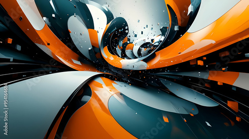 Abstract orange, blue, and ...